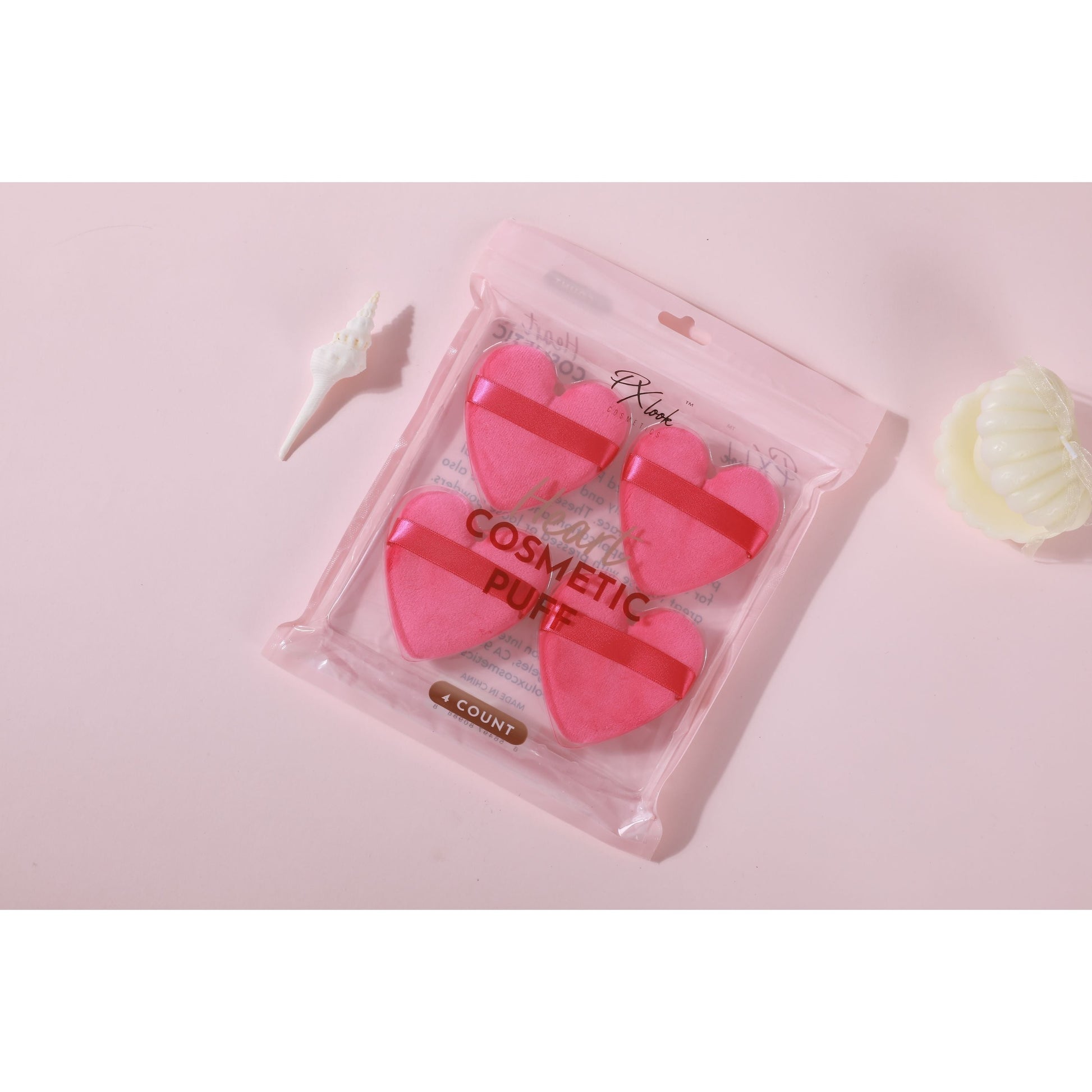 PxLook Heart Cosmetic Puff Set, powder puffs, powder puff set, makeup powder puffs