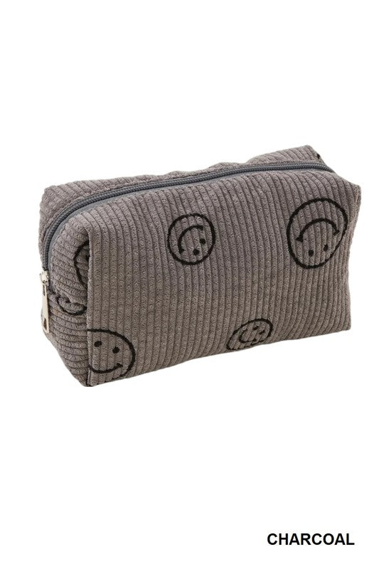 Smiley Face Corduroy Pouch