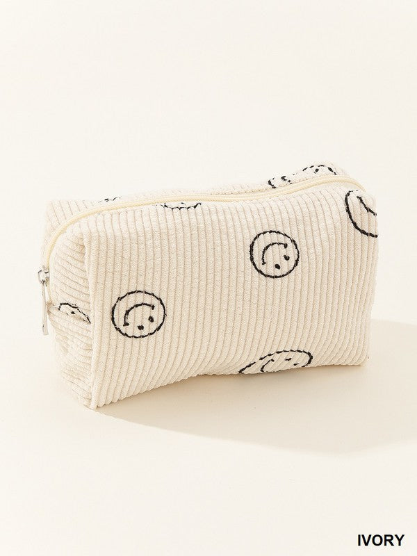 Smiley Face Corduroy Pouch