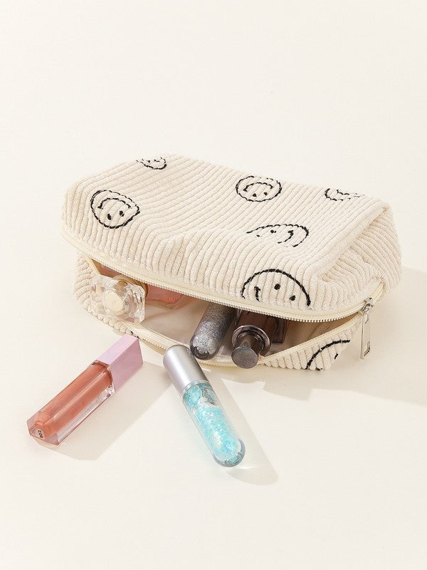Smiley Face Corduroy Pouch