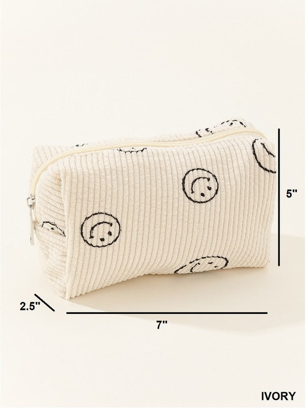 Smiley Face Corduroy Pouch