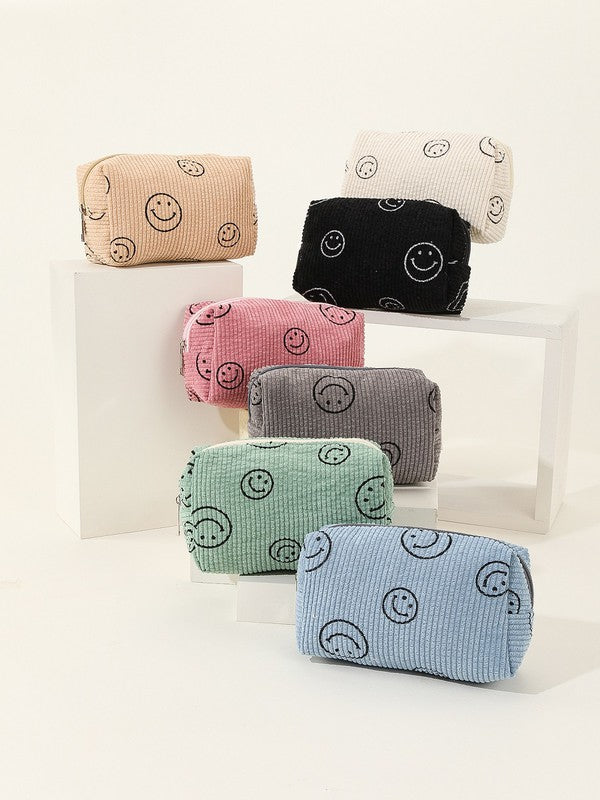 Smiley Face Corduroy Pouch