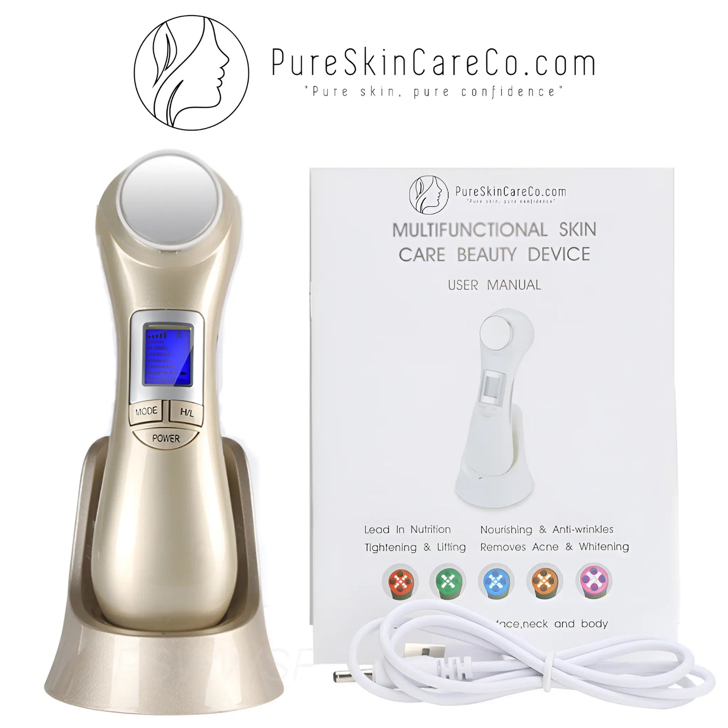6 in 1 LED Photon Therapy Massager Face Skin Lifting Rejuvenation Beauty Device