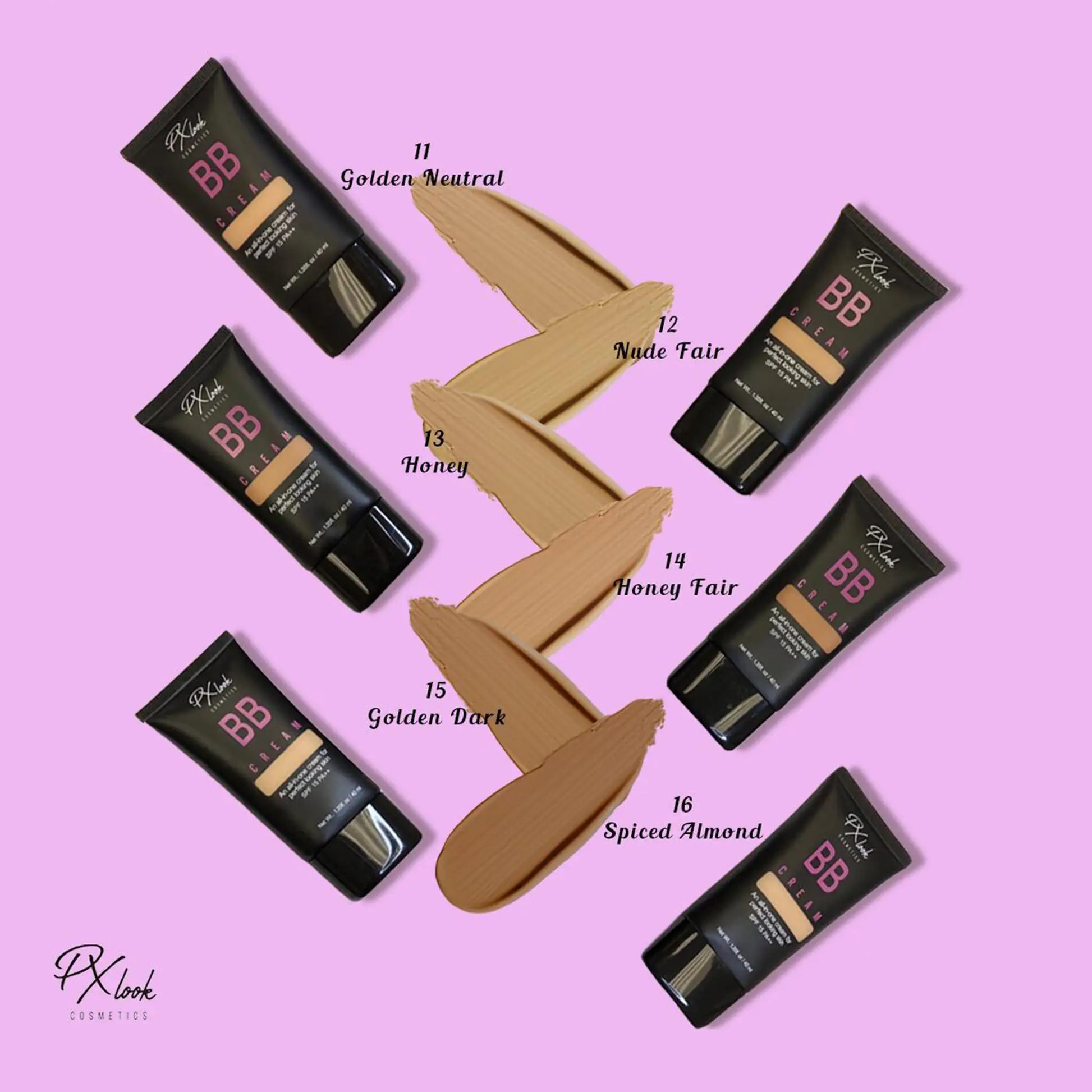 Px Look All-in-One BB Cream, Golden Neutral, Nude Fair, Honey, Honey Fair, Golden Dark, Spiced Almond, all in one bb cream, bb cream for all skin types