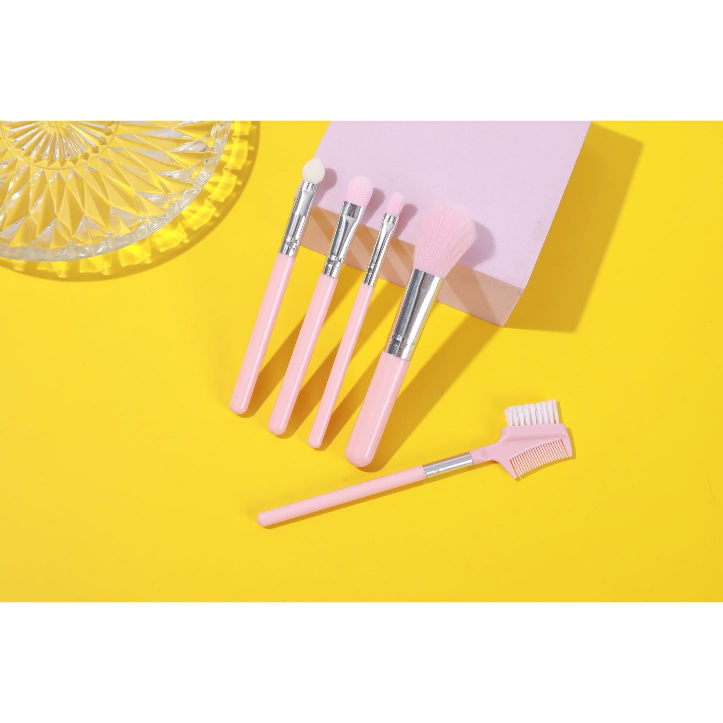 PxLook Makeup Brush 5PCS Set, baby pink, best makeup brush set, makeup brush set of 5