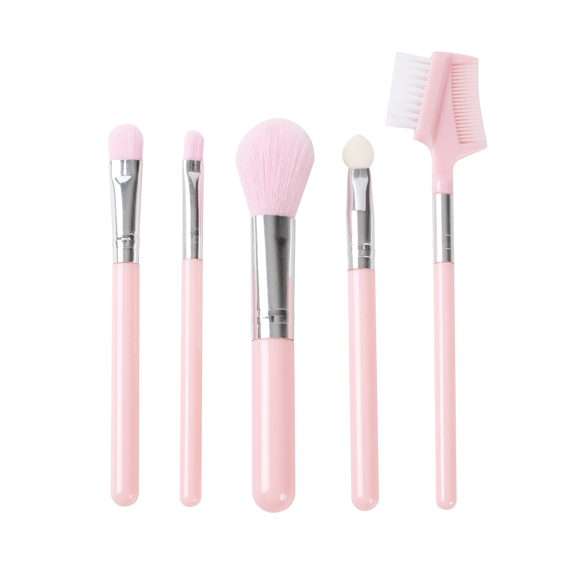 PxLook Makeup Brush 5PCS Set, baby pink, best makeup brush set, makeup brush set of 5