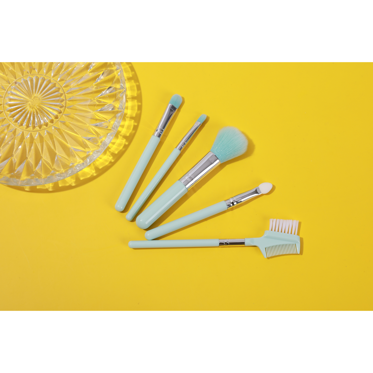 PxLook Makeup Brush 5PCS Set, light blue, best makeup brush set, makeup brush set of 5