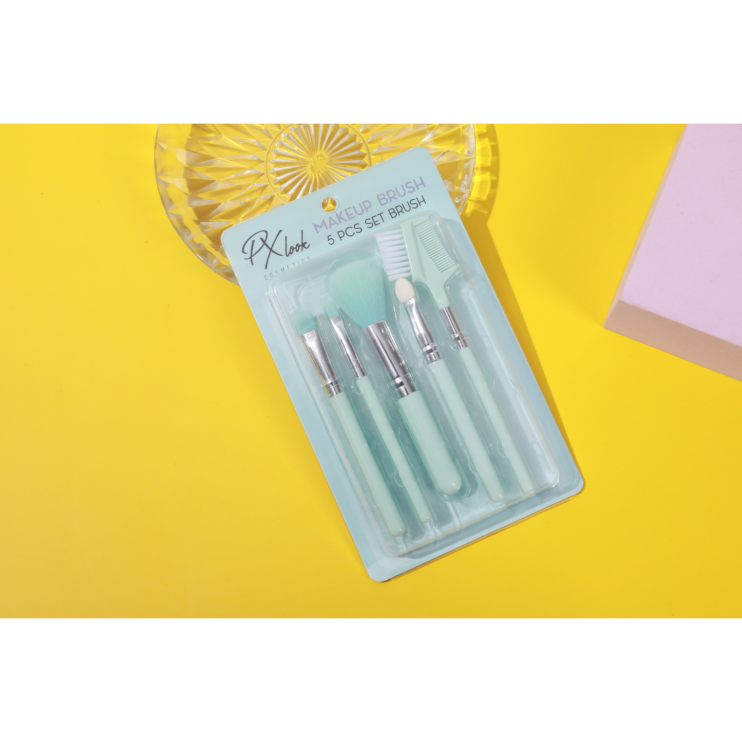 PxLook Makeup Brush 5PCS Set, light blue, best makeup brush set, makeup brush set of 5