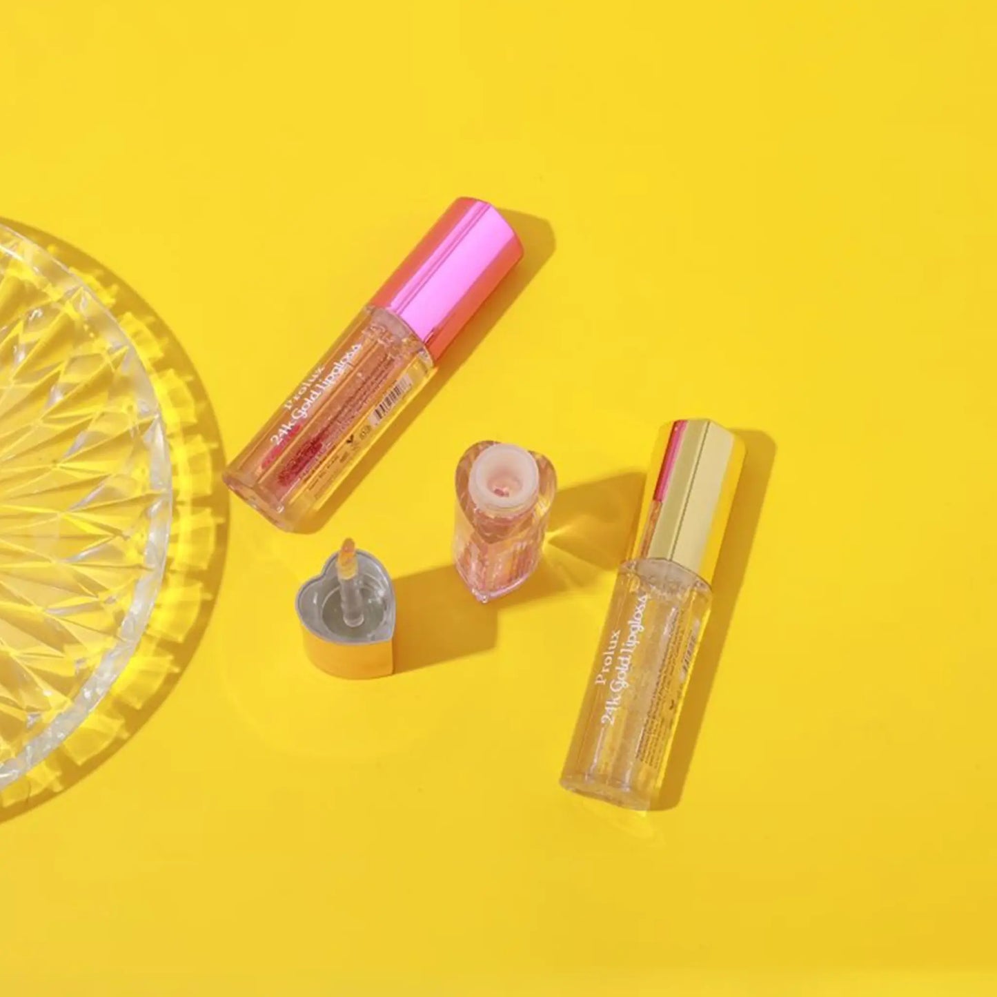 Prolux 24K Gold Lip Gloss, golden lip gloss, pink lip gloss