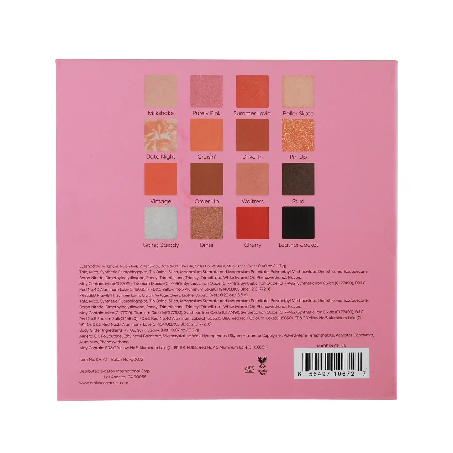 Fabulous 50's Eyeshadow Palette, shimmer eyeshadow palette, matte eyeshadow palette, glitter eyeshadow palette
