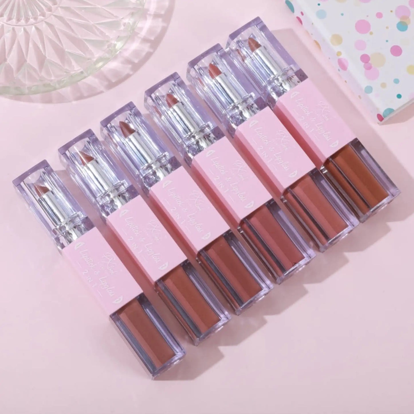 2-in-1 Lipstick and Lip Gloss Combo, lipstick and lip gloss, lipstick and lip gloss combo, lipstick and lip gloss in one