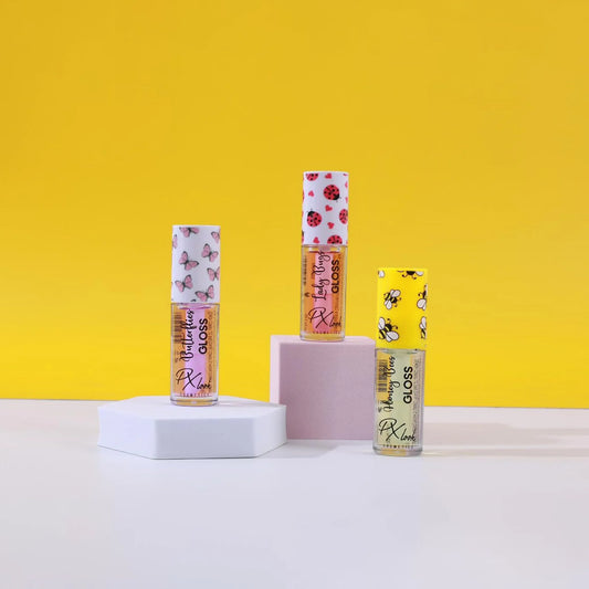 PxLook Cute Lip Gloss, Yellow-Honey Bees, Pink-Lady Bugs, Purple-Butterflies, lip gloss good