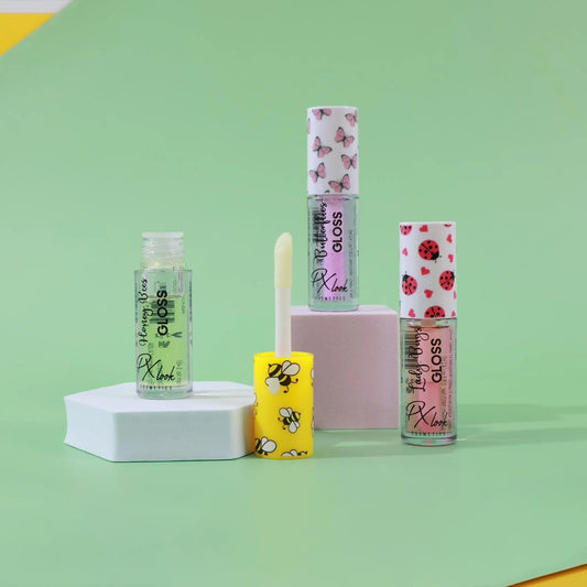 PxLook Cute Lip Gloss, Yellow-Honey Bees, Pink-Lady Bugs, Purple-Butterflies, lip gloss good