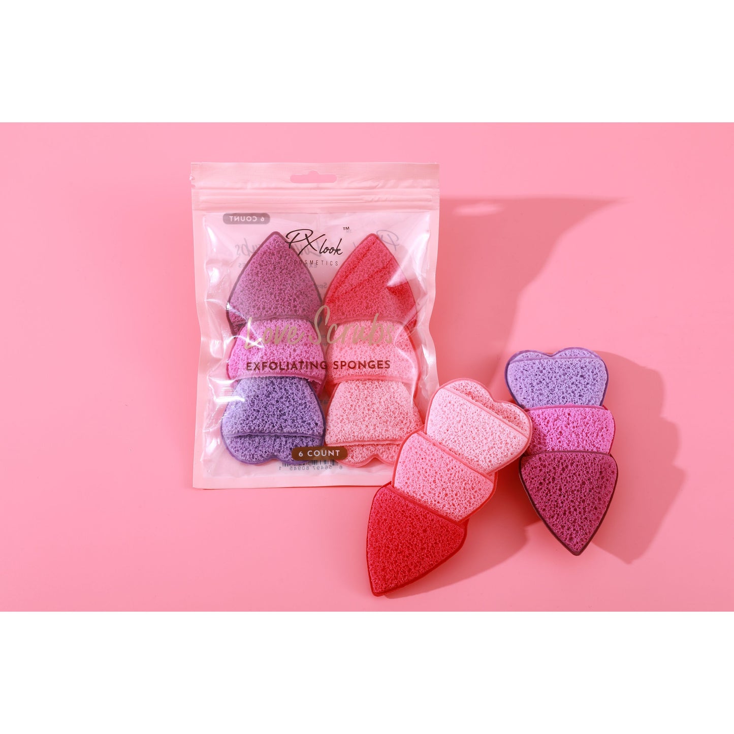 PxLook Love Scrubs Exfoliating Sponges, exfoliator sponge, exfoliating face sponge