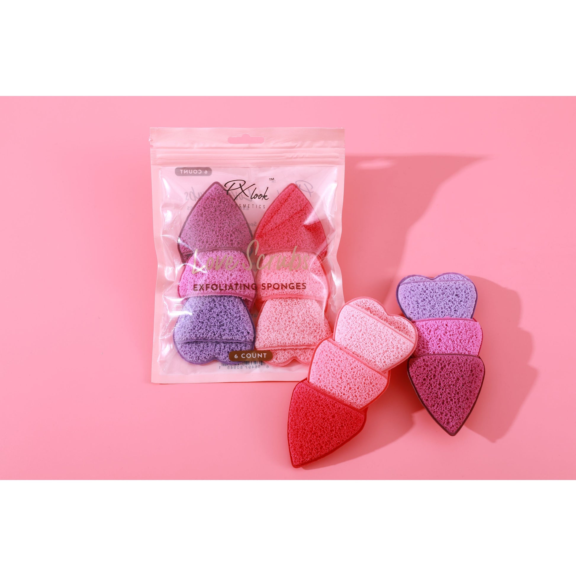 PxLook Love Scrubs Exfoliating Sponges, exfoliator sponge, exfoliating face sponge