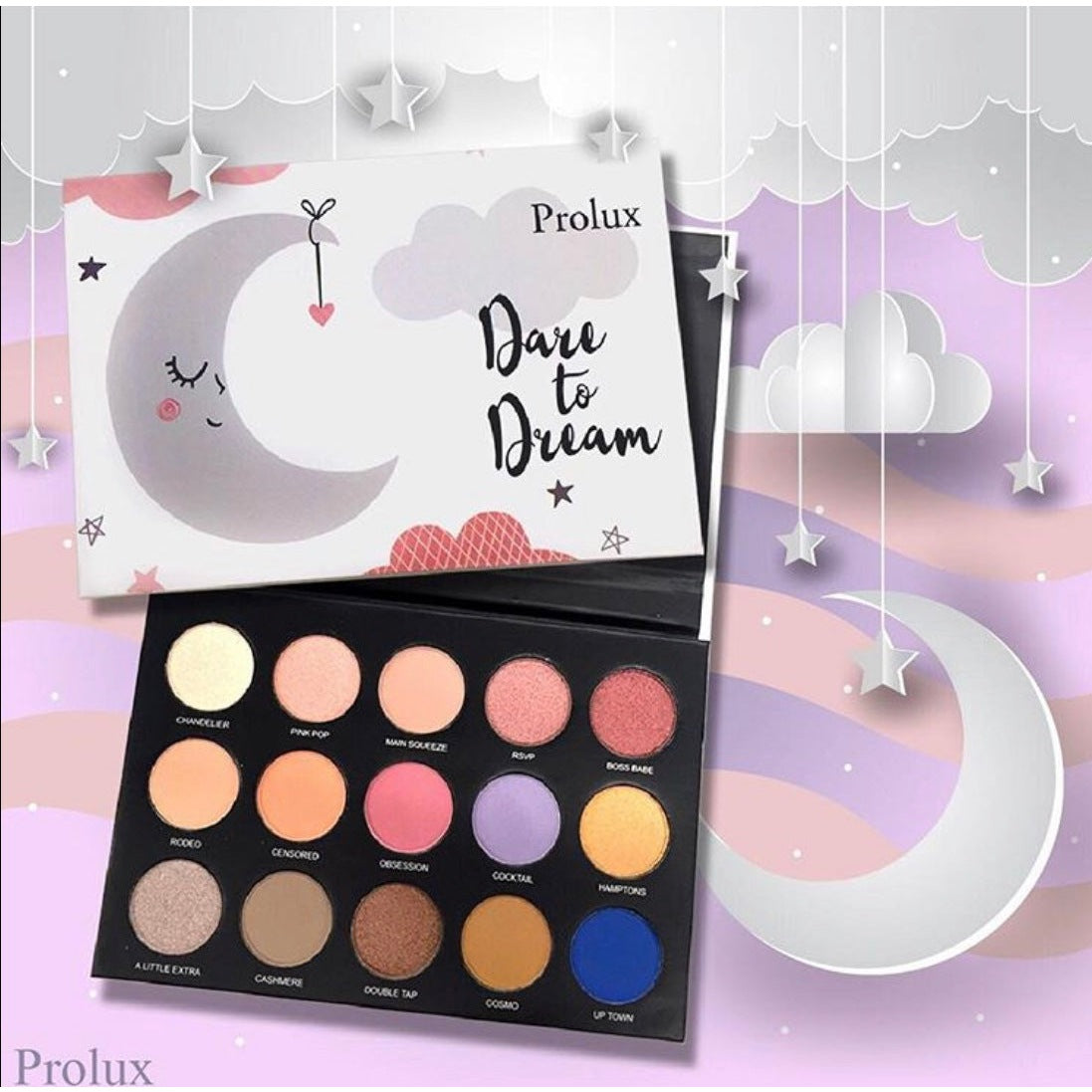 Prolux Dare to Dream Eyeshadow Palette, colorful eyeshadow palette, shimmer eyeshadow palette, matte eyeshadow palette.