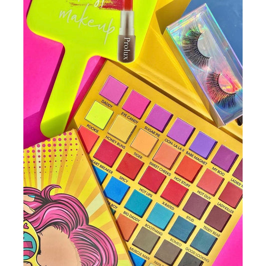 Wow Bundle | Eyeshadow Palette & Neon Pink Brush Set, eyeshadow and brush set, eyeshadow palette and brush set