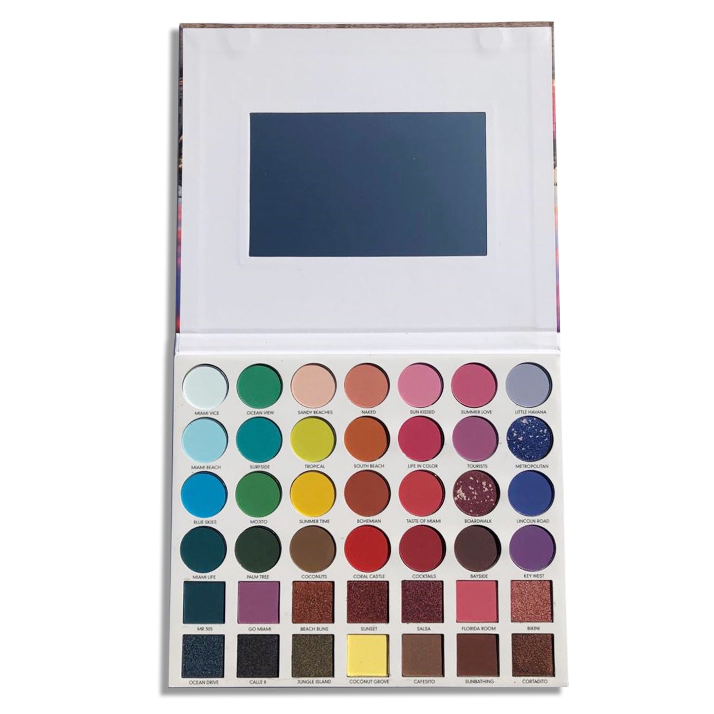 Prolux Miami Eyeshadow Palette, bright color eyeshadow palette, matte eyeshadow palette, shimmer eyeshadow palette