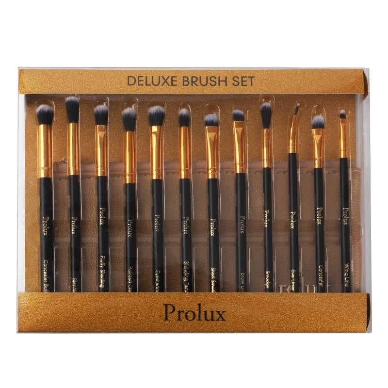 Prolux Deluxe Gold Brush Set, eye makeup brushes set, best makeup brush set, gold makeup brush set
