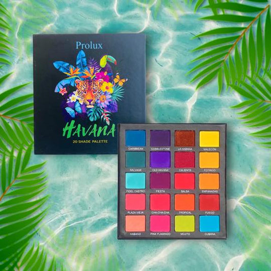 Prolux Havana Eyeshadow Palette, neutral eyeshadow palette, bright color eyeshadow palette, non toxic eyeshadow.