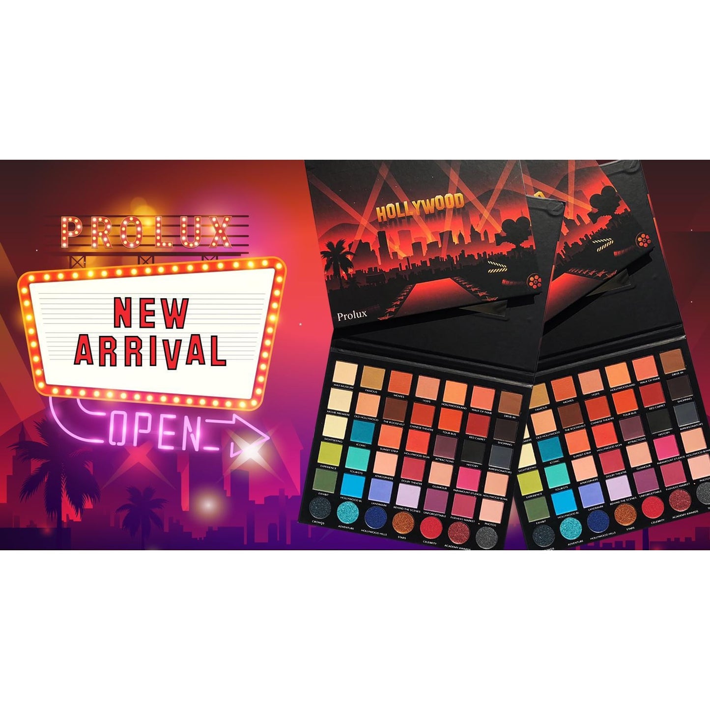 Hollywood Eyeshadow Palette, bright color eyeshadow palette, matte eyeshadow palette, shimmer eyeshadow palette