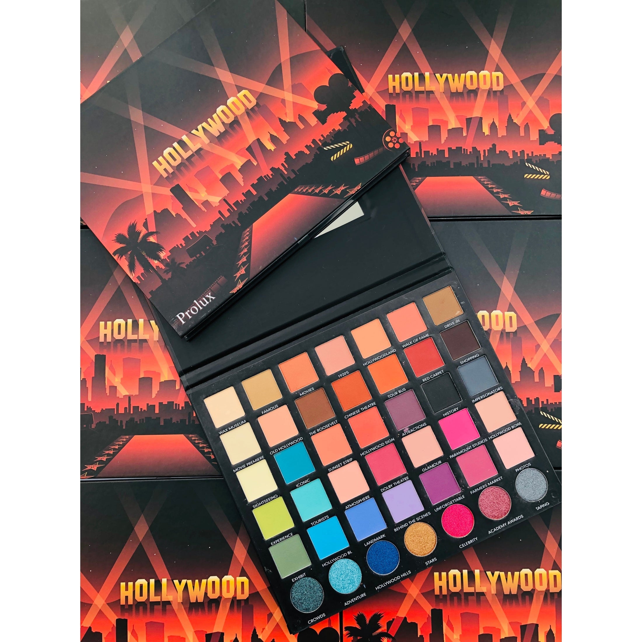 Hollywood Eyeshadow Palette, bright color eyeshadow palette, matte eyeshadow palette, shimmer eyeshadow palette