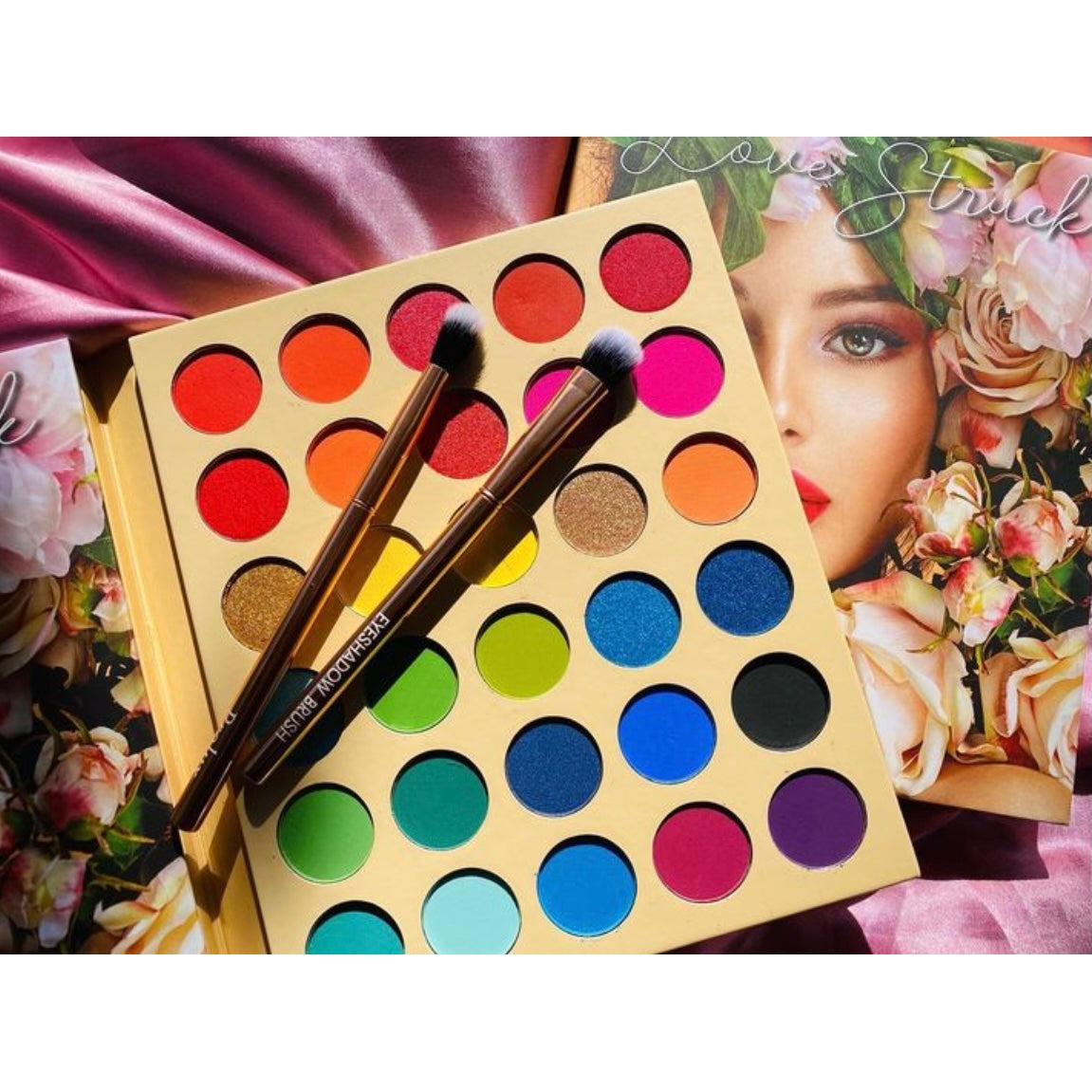 Love Struck Eyeshadow Palette, neutral eyeshadow palette, bright color eyeshadow palette, all in one makeup palette.