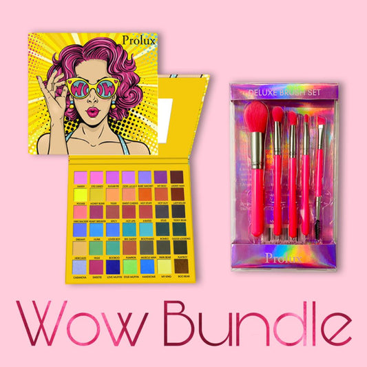 Wow Bundle | Eyeshadow Palette & Neon Pink Brush Set, eyeshadow and brush set, eyeshadow palette and brush set