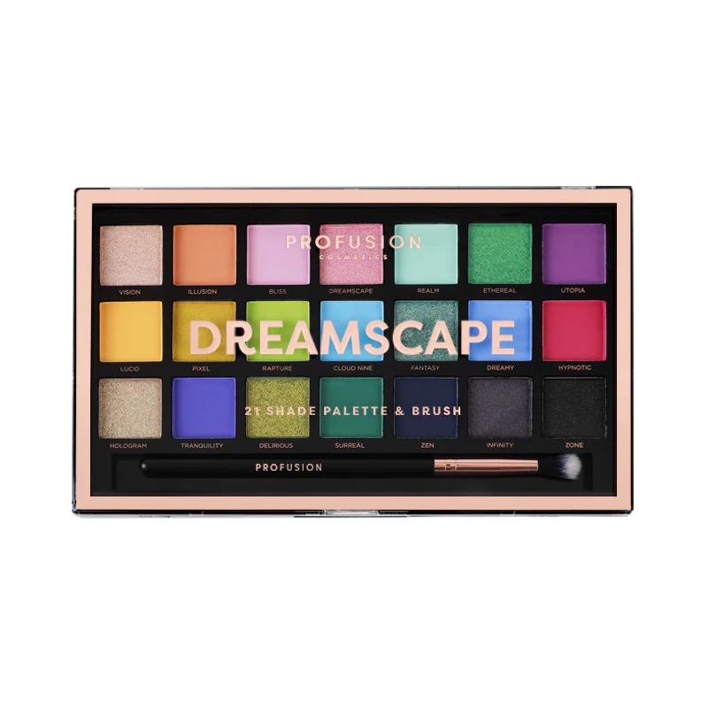 Dreamscape 21 Shade Palette & Brush, eyeshadow palette​, Best Eyeshadow Palette, shade palette, eyeshadow brush, budget eyeshadow palette, colorful shade palette.