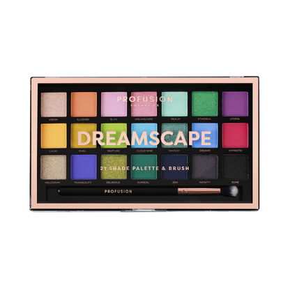 Dreamscape 21 Shade Palette & Brush, eyeshadow palette​, Best Eyeshadow Palette, shade palette, eyeshadow brush, budget eyeshadow palette, colorful shade palette.