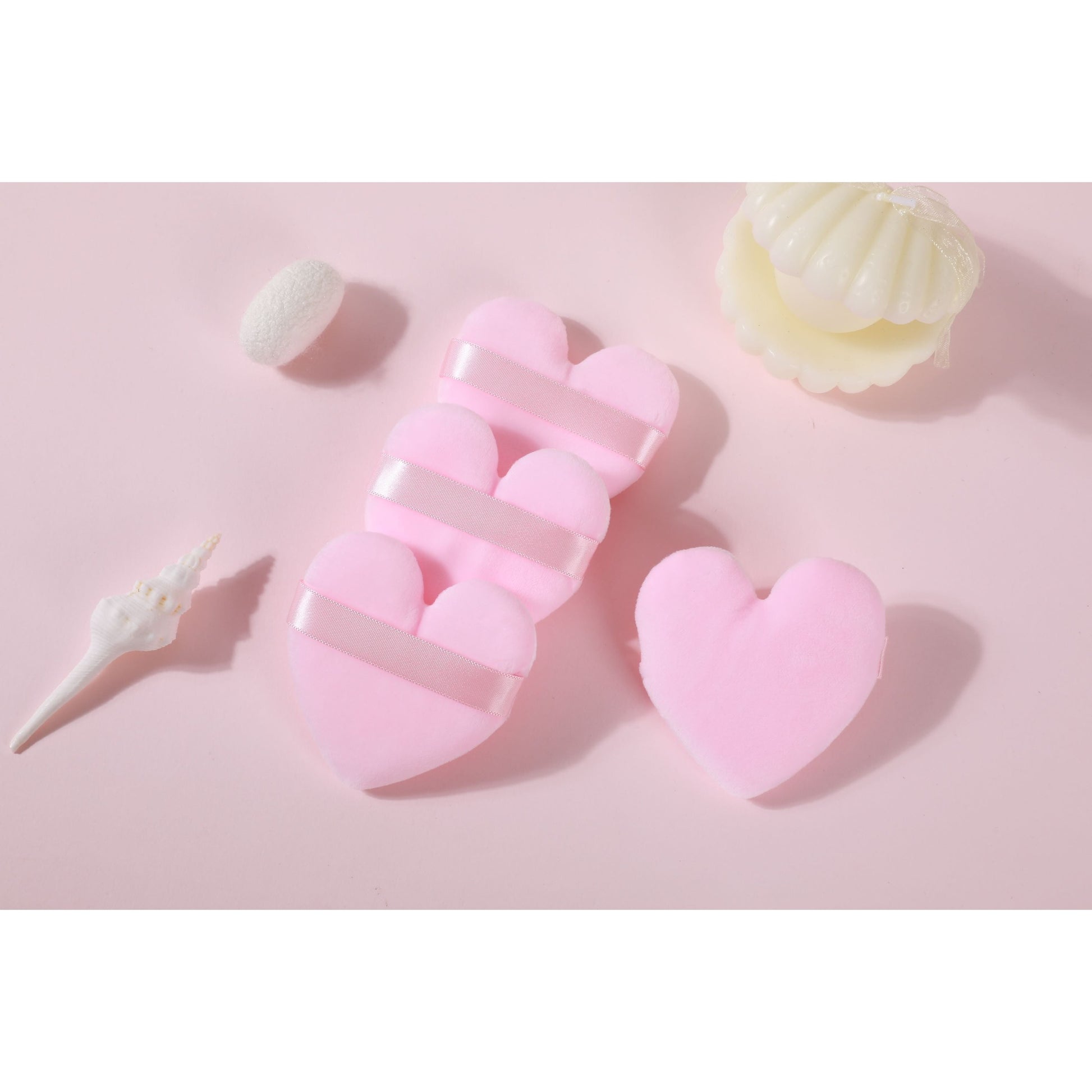 PxLook Heart Cosmetic Puff Set, powder puffs, powder puff set, makeup powder puffs