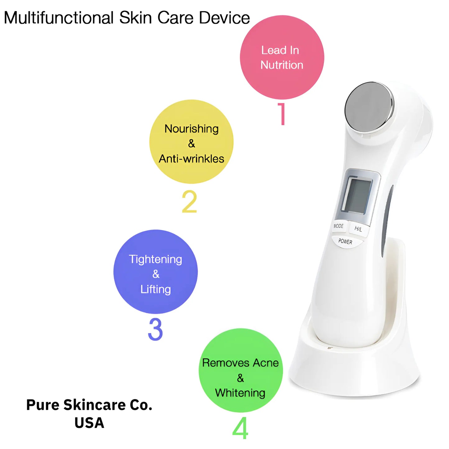 6 in 1 LED Photon Therapy Massager Face Skin Lifting Rejuvenation Beauty Device