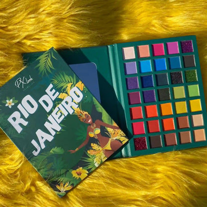 Rio De Janeiro Eyeshadow Palette, Best Eyeshadow Palette, shimmer eyeshadow palette, matte eyeshadow palette, colorful eyeshadow palette.