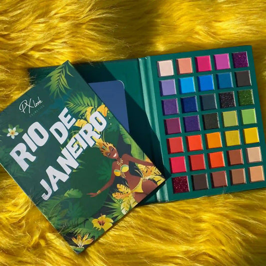 Rio De Janeiro Eyeshadow Palette, Best Eyeshadow Palette, shimmer eyeshadow palette, matte eyeshadow palette, colorful eyeshadow palette.