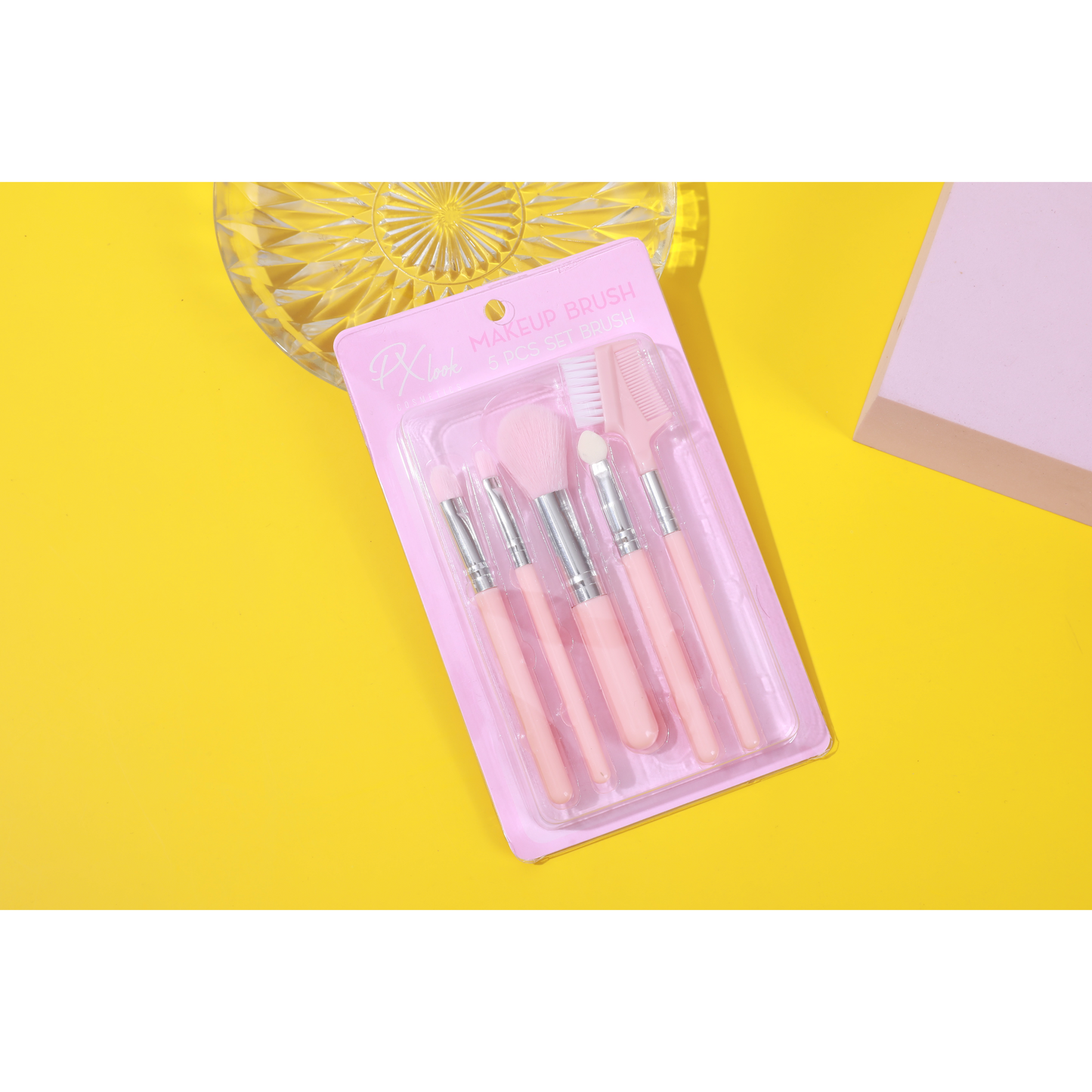 PxLook Makeup Brush 5PCS Set, baby pink, best makeup brush set​, makeup brush set of 5​