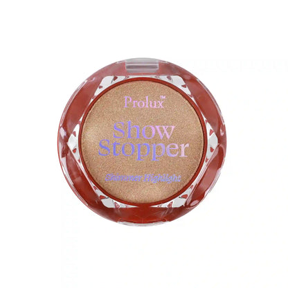 Show Stopper: Shimmer Highlighter, shimmer highlight, shimmer highlighter, shimmer highlight powder.