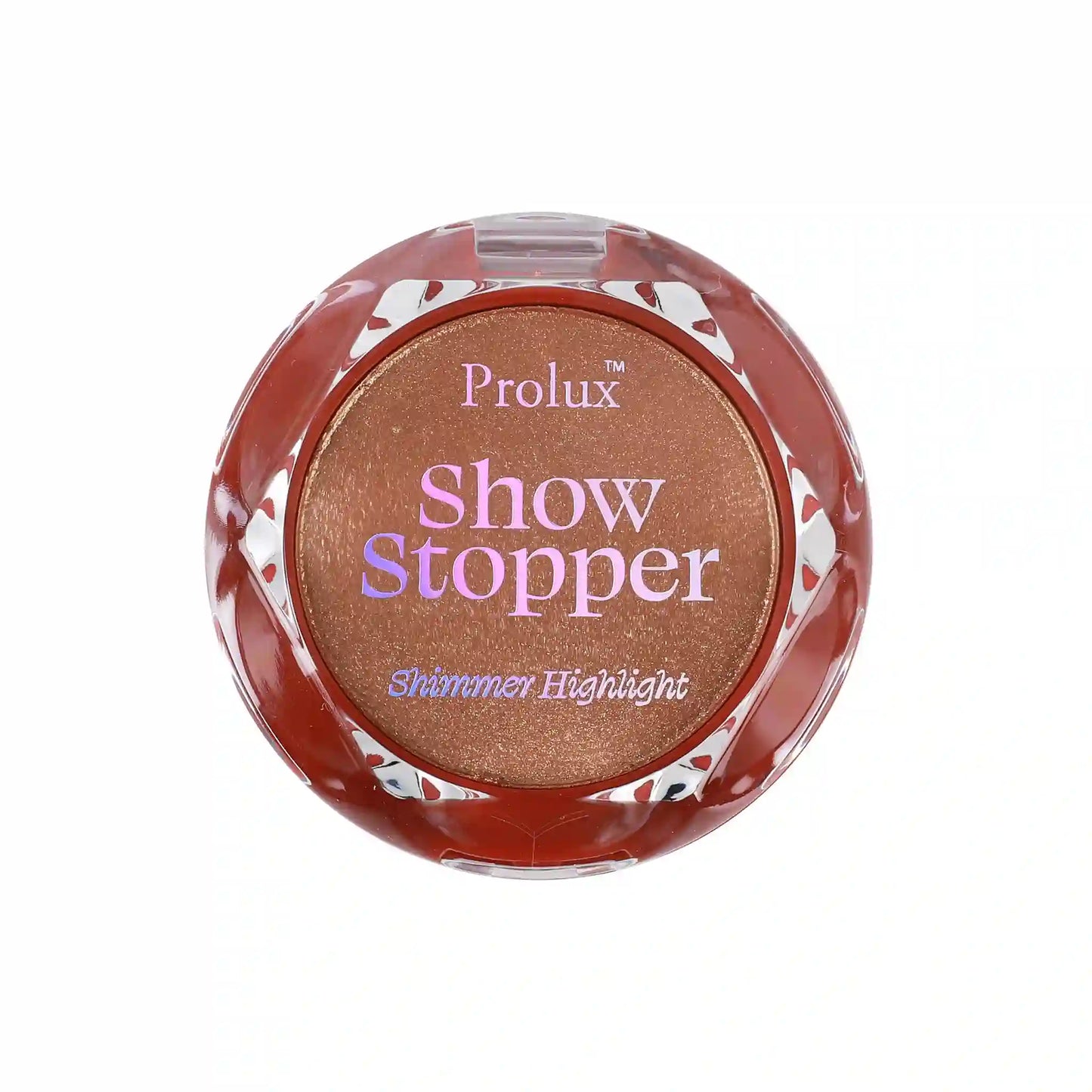 Show Stopper: Shimmer Highlighter, shimmer highlight, shimmer highlighter, shimmer highlight powder.