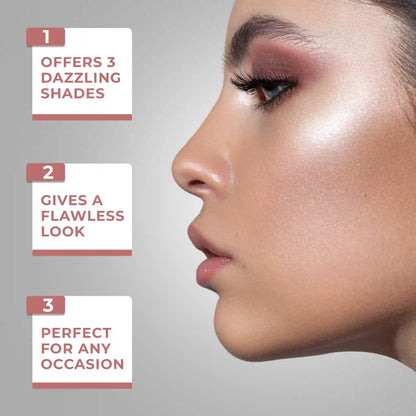 Show Stopper: Shimmer Highlighter, shimmer highlight, shimmer highlighter, shimmer highlight powder.