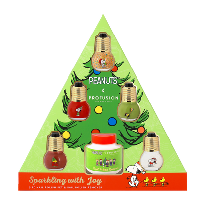 Peanuts Holiday | Sparkling With Joy 5 PC Nail Polish Set & Nail Polish Remover