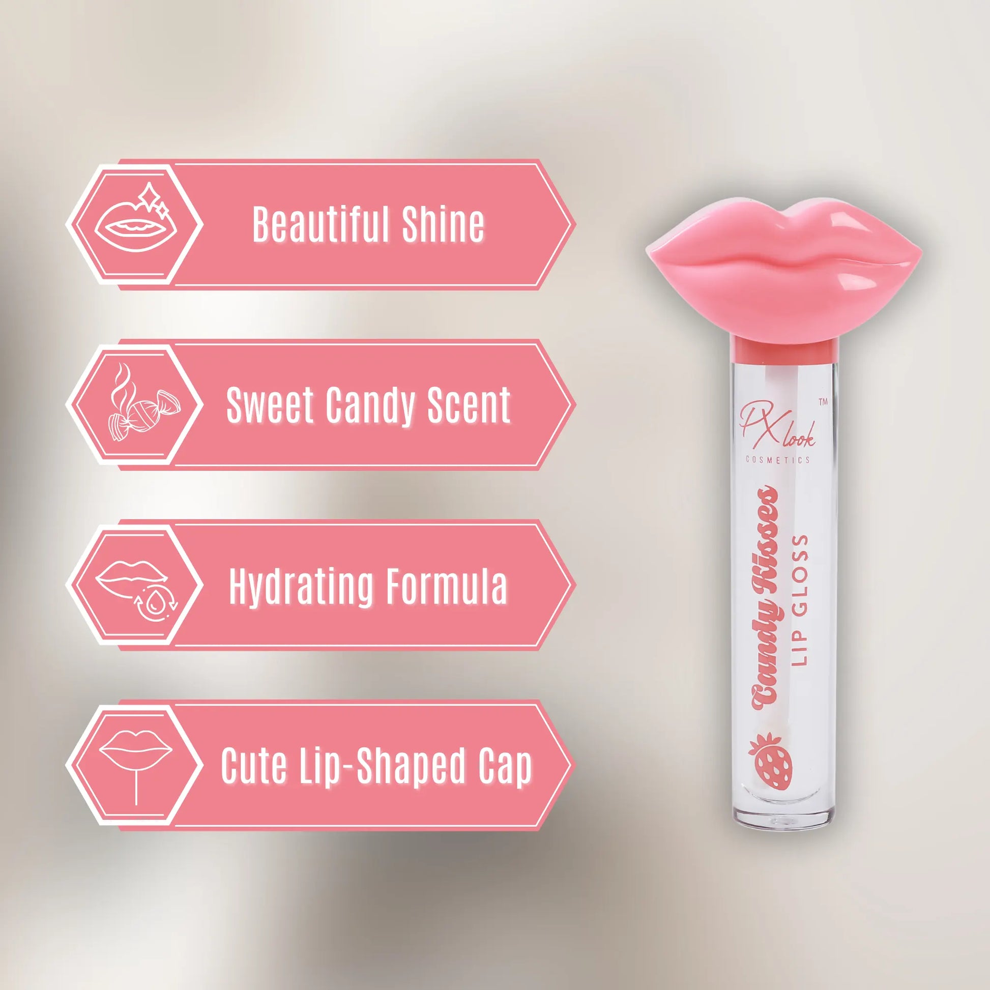 PxLook Candy Kisses Lip Gloss, candy lip gloss, kisses lip gloss, kiss lip gloss