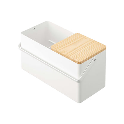 Organizador de Maquillaje con Espejo - Acero + Madera