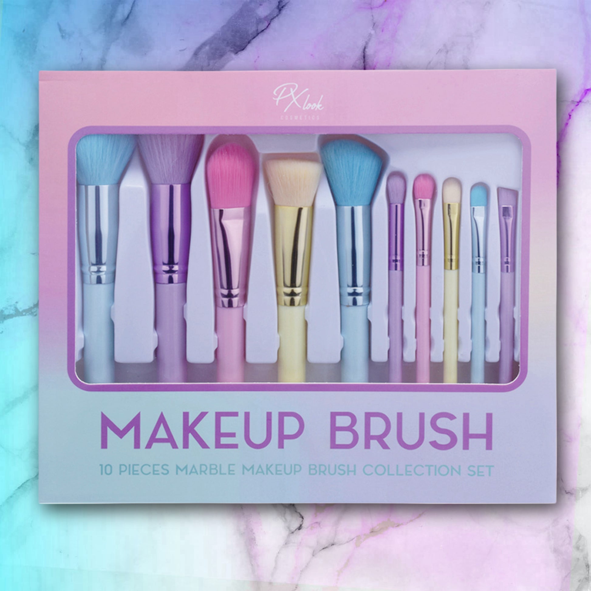 Makeup Brush - 10pc Marble Makeup Brush Collection Set, best makeup brush set​, makeup brushes set​