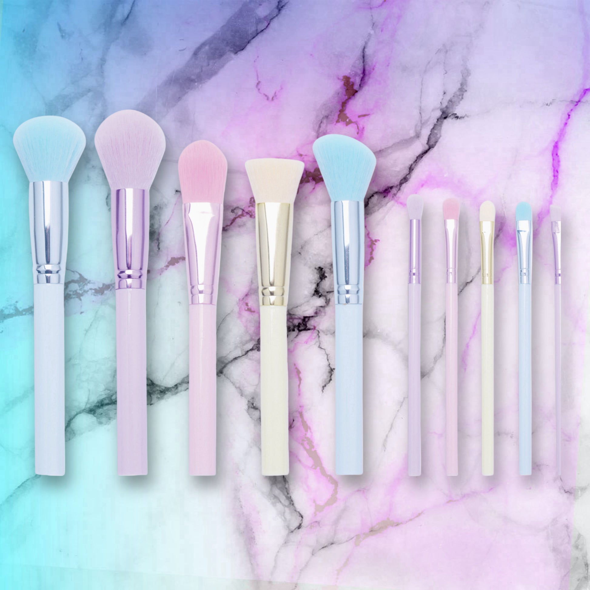 Makeup Brush - 10pc Marble Makeup Brush Collection Set, best makeup brush set​, makeup brushes set​