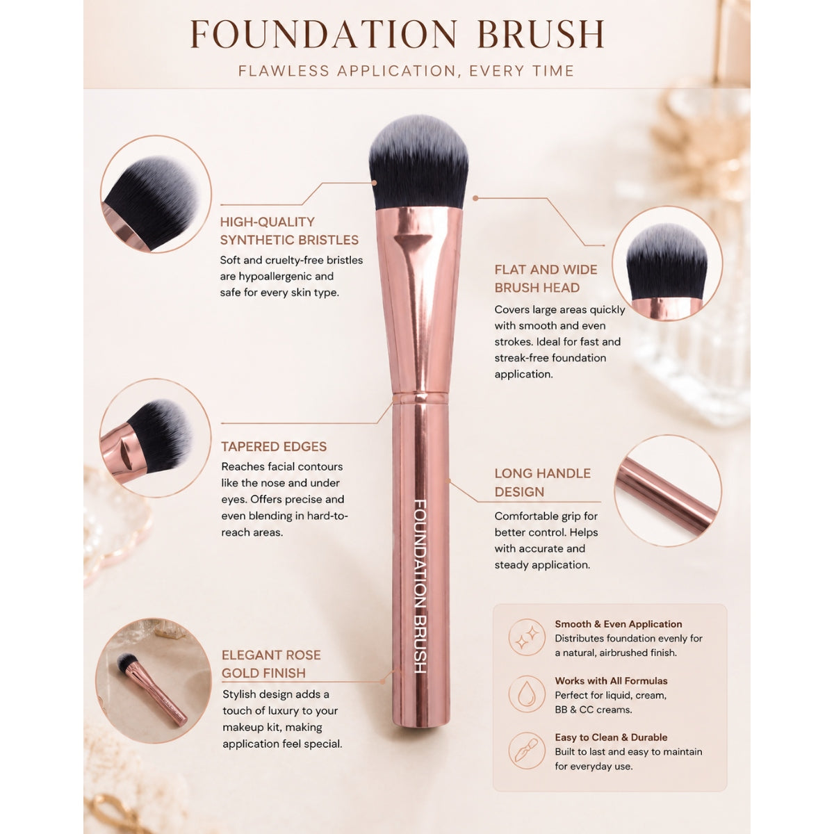 Rose Gold Foundation Brush