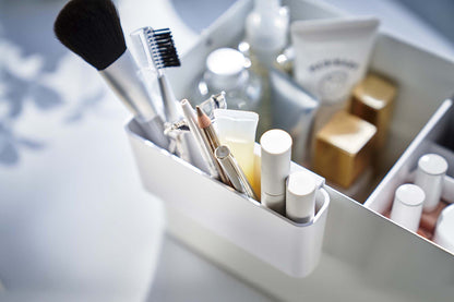 Organizador de Maquillaje con Espejo - Acero + Madera