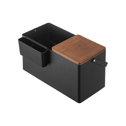 Organizador de Maquillaje con Espejo - Acero + Madera