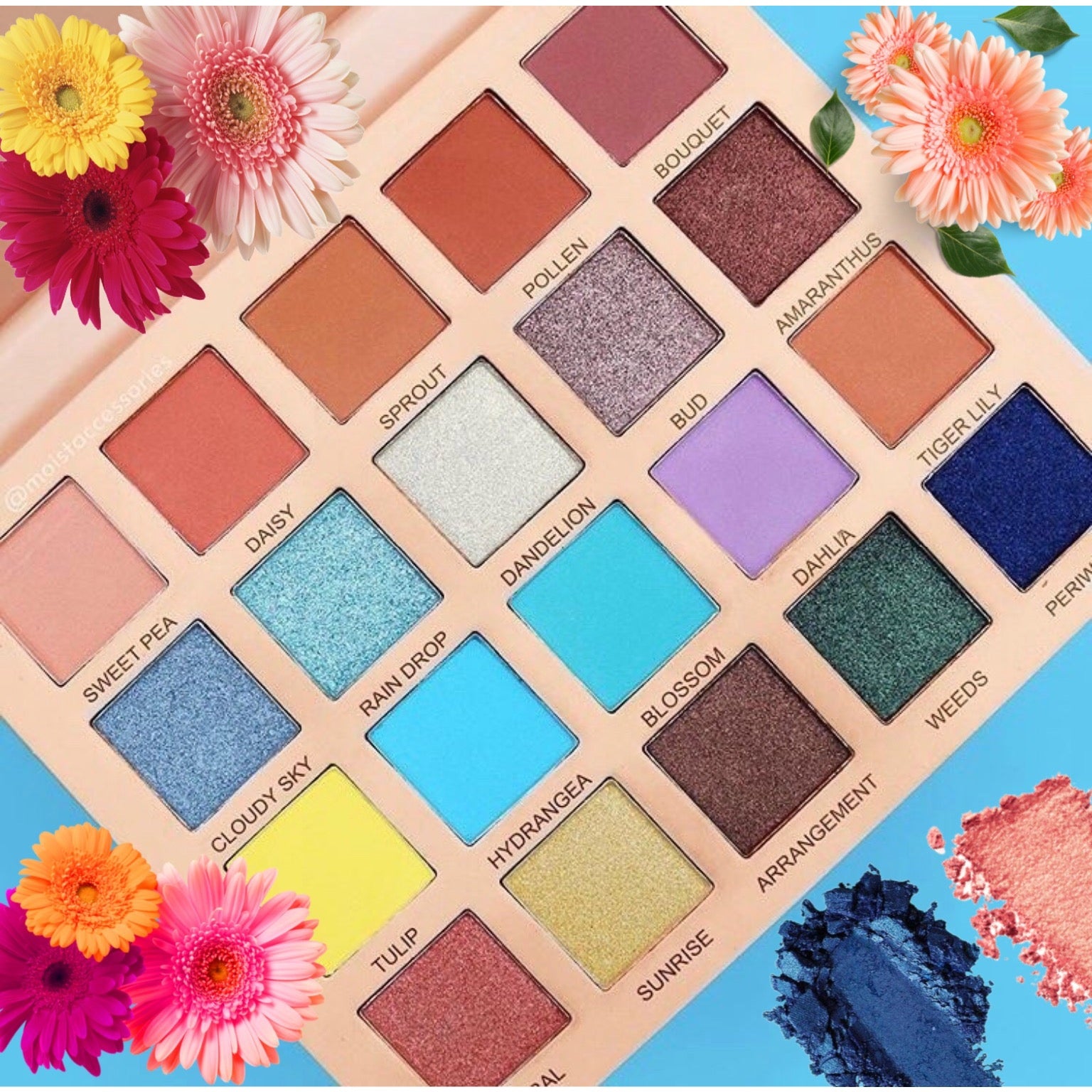 Perfect Bloom Eyeshadow Palette, colorful eyeshadow palette, matte eyeshadow palette, shimmer eyeshadow palette