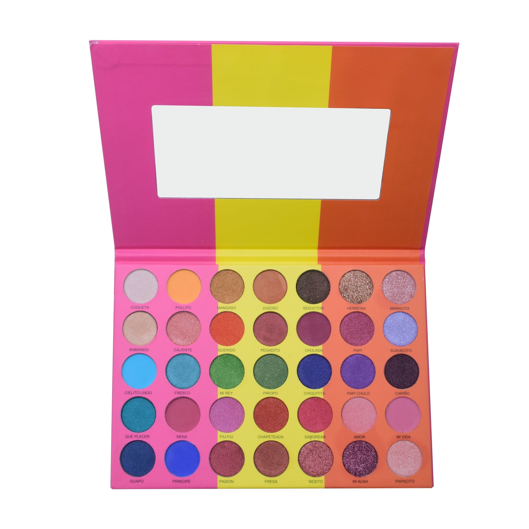 Que Mango Eyeshadow Palette, colorful eyeshadow palette, shimmer eyeshadow palette