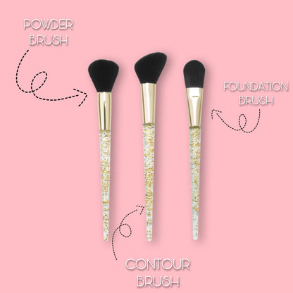 Prolux Gold Flakes 3-Piece Brush Set, makeup brushes set​, best makeup brush set
