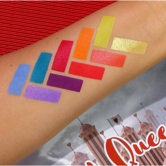 Prolux Red Queen Eyeshadow Palette, bright color eyeshadow palette, matte eyeshadow palette, shimmer eyeshadow palette